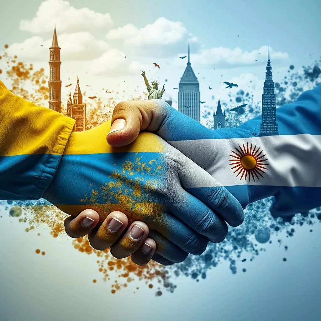 Символічне зображення культурного та бізнес-обміну між Україною та Аргентиною